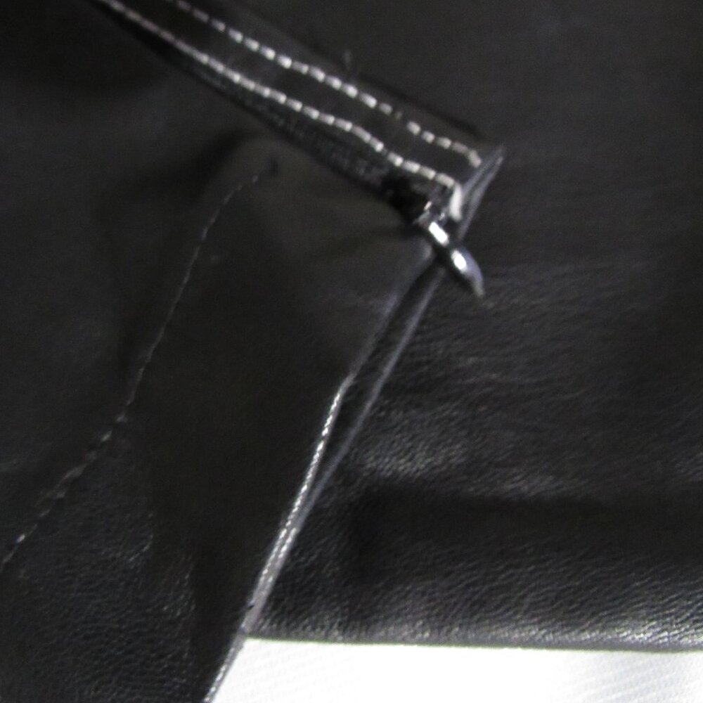 Maniere De Voir Heart Vegan Leather Pants - Black Denim Patchwork Size 8 - Picture 4 of 4